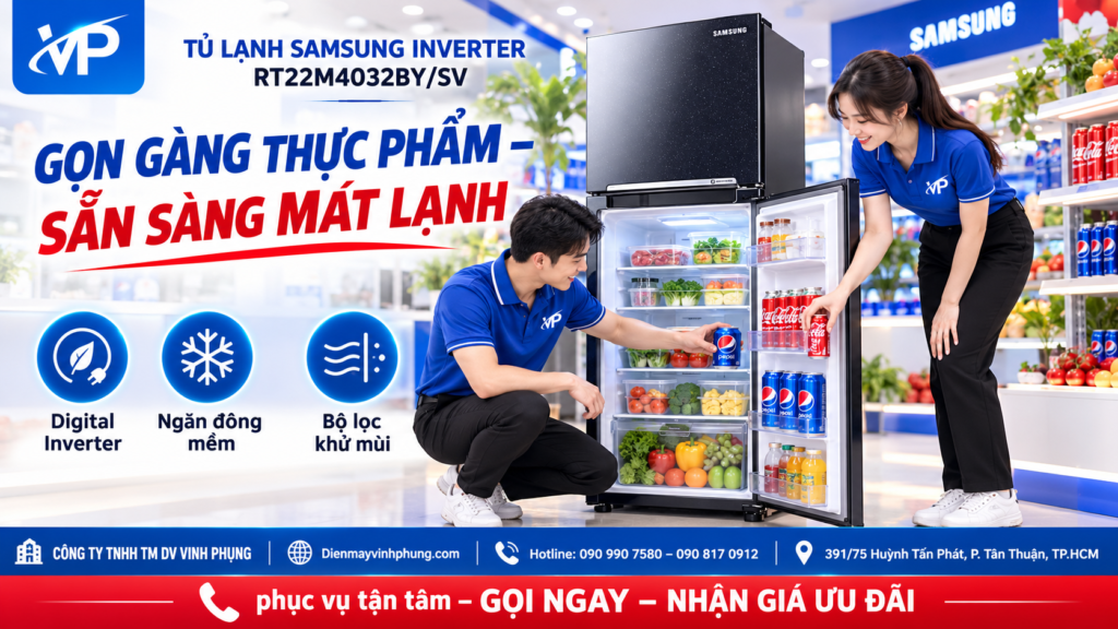 Tủ lạnh Samsung Inverter RT22M4032BY/SV