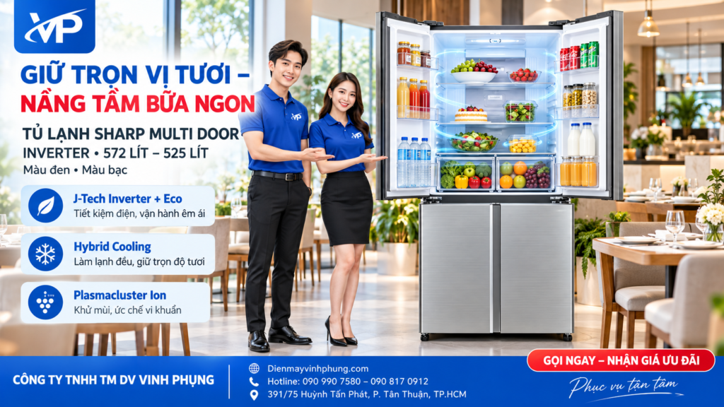Tủ lạnh Sharp multidoor Inverter 572 lít SJ-FXP650VG-SL 13 Tủ lạnh Sharp multidoor Inverter 572 lít SJ-FXP650VG-SL