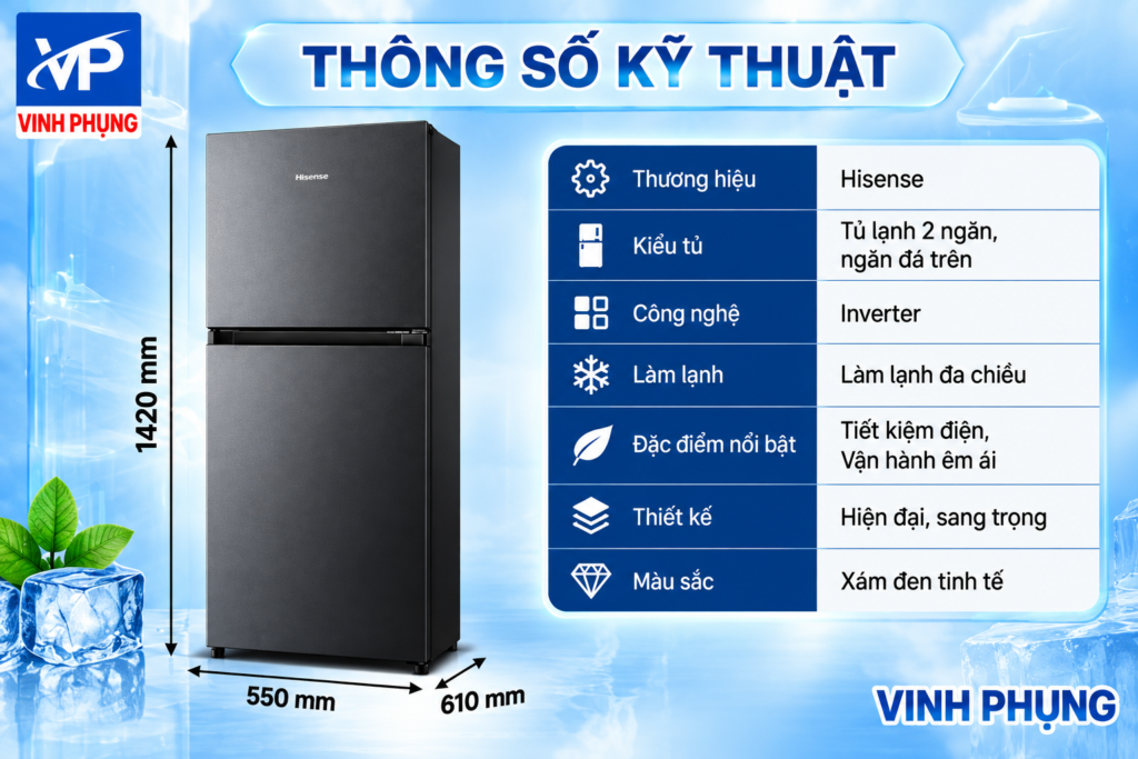 Tủ lạnh Hisense Inverter 205 lít RT201N3ES