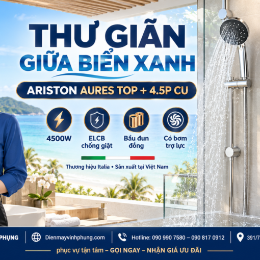 Máy nước nóng trực tiếp Ariston AURES TOP 4.5P CU
