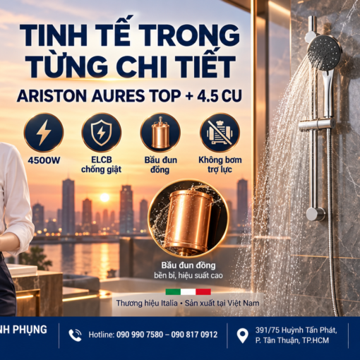 Máy nước nóng trực tiếp Ariston AURES TOP 4.5P CU