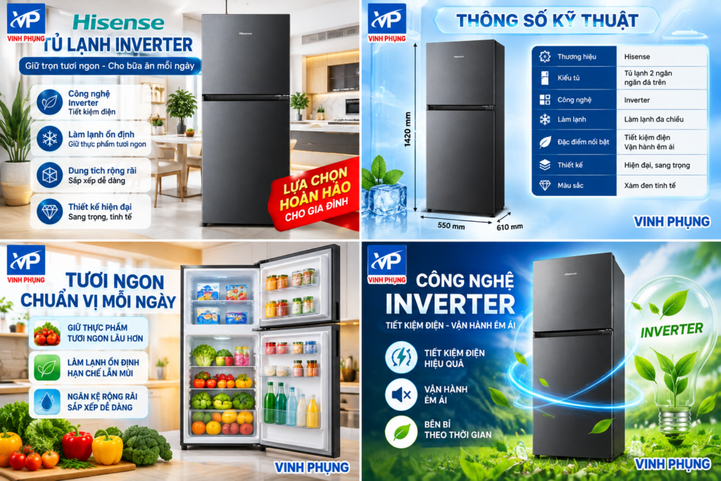 Tủ lạnh Hisense Inverter 205 lít RT201N3ES
