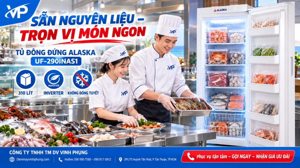 Tủ đông đứng inverter Alaska 310 lít UF-290INAS1