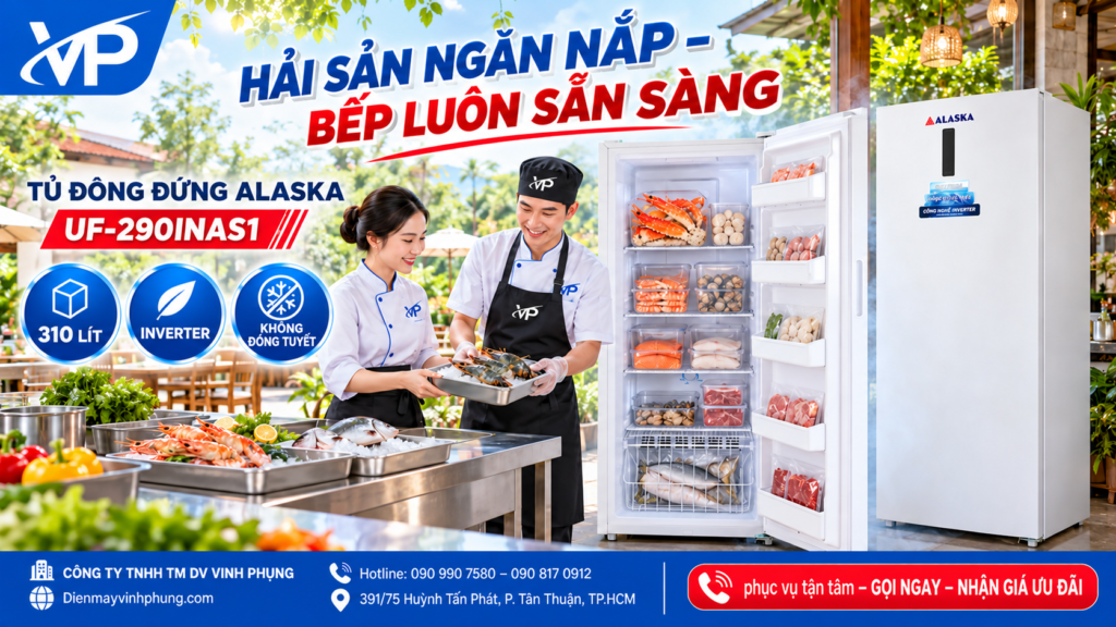 Tủ đông đứng inverter Alaska 310 lít UF-290INAS1