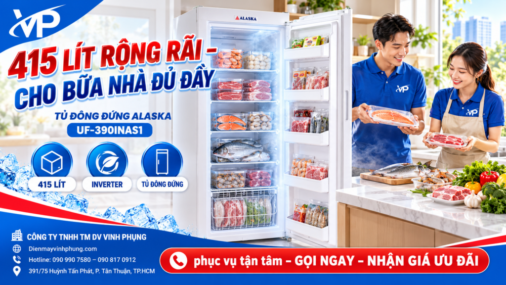 Tủ đông đứng inverter Alaska 415 lít UF-390INAS1