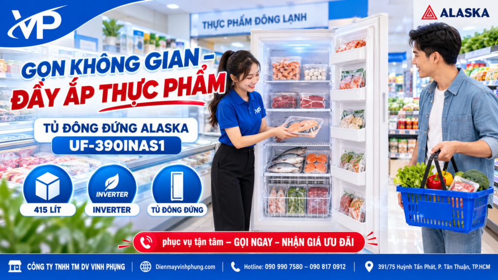 Tủ đông đứng inverter Alaska 415 lít UF-390INAS1