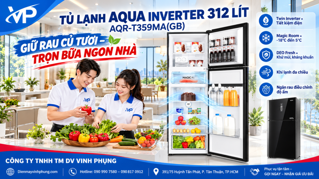 Tủ lạnh Aqua Inverter 312 lít AQR-T359MA(GB) 17 Tủ lạnh Aqua Inverter 312 lít AQR-T359MA(GB)