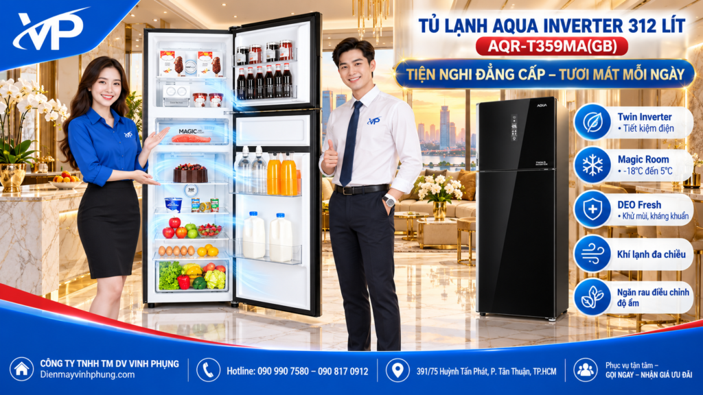 Tủ lạnh Aqua Inverter 312 lít AQR-T359MA(GB) 14 Tủ lạnh Aqua Inverter 312 lít AQR-T359MA(GB)