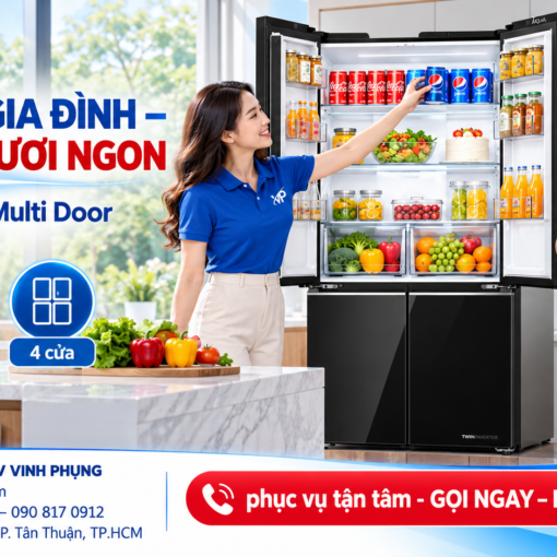 Tủ lạnh 4 cửa Aqua Inverter Multi Door 460 Lít AQR-M505XA(GB)