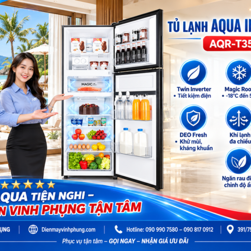 Tủ lạnh Aqua Inverter 312 lít AQR-T359MA(GB)