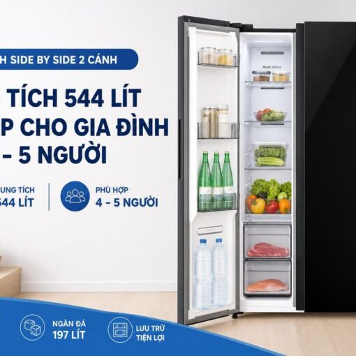 Tu lanh Hisense Inverter 544 lit Side By Side RS708N4EBU 2