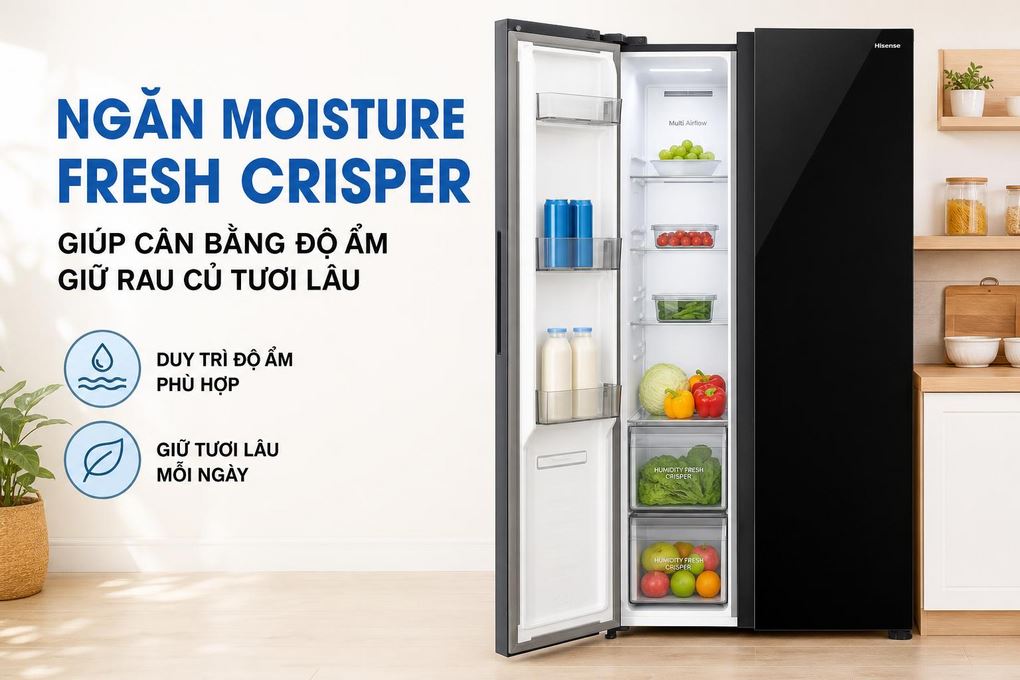Tu lanh Hisense Inverter 544 lit Side By Side RS708N4EBU 3