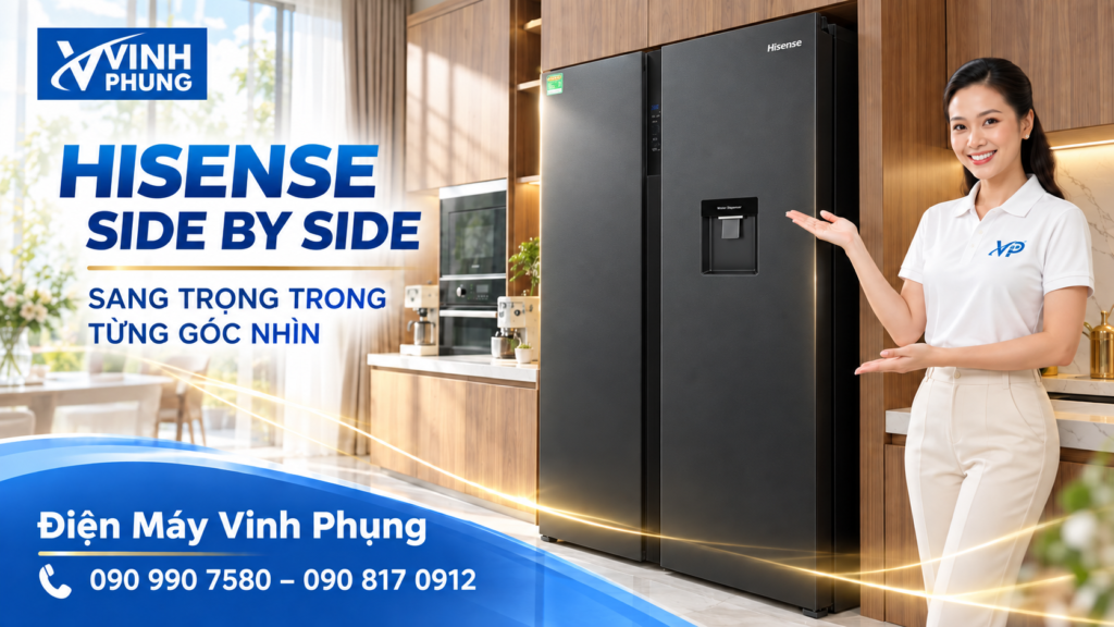 Tủ lạnh Hisense Inverter 544 lít Side By Side RS708N4EBU