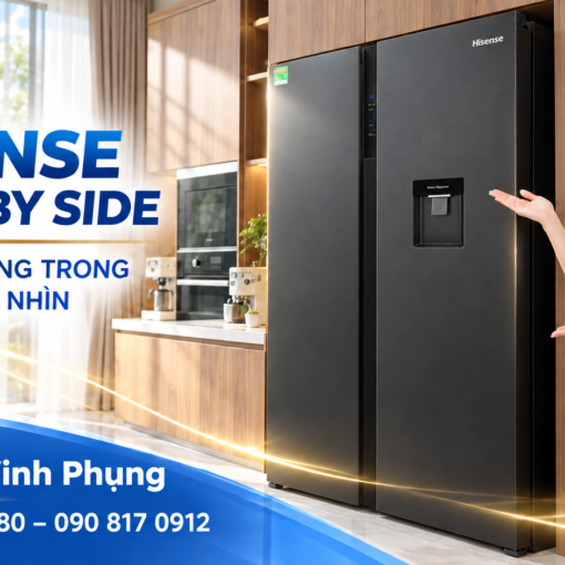 Tủ lạnh Hisense Inverter 544 lít Side By Side RS708N4EBU
