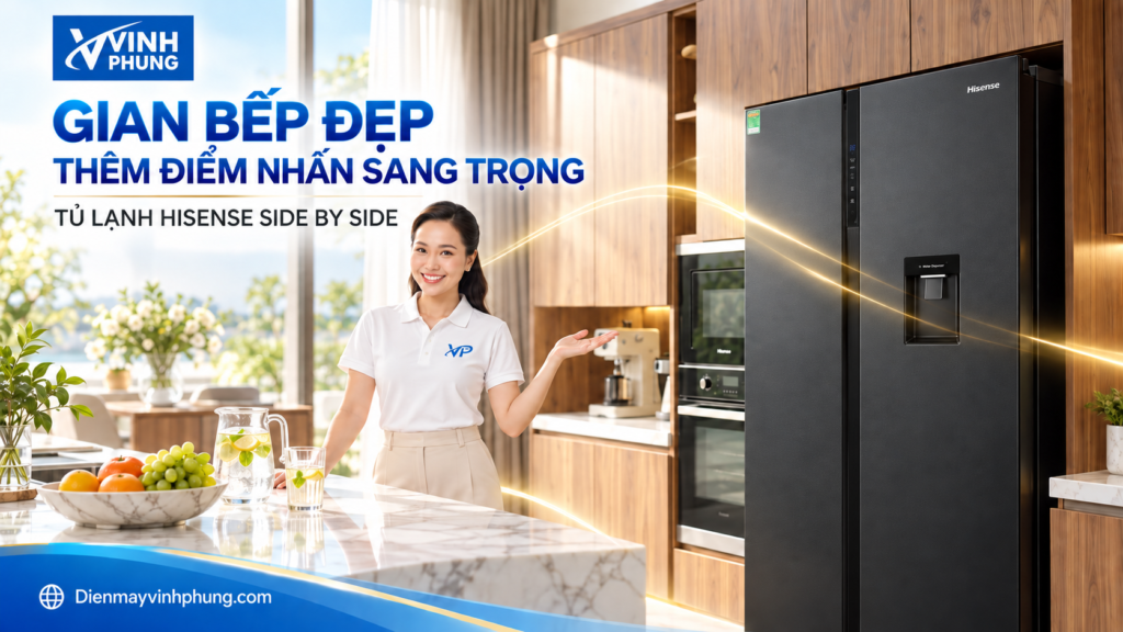 Tủ lạnh Hisense Inverter 544 lít Side By Side RS708N4EBU