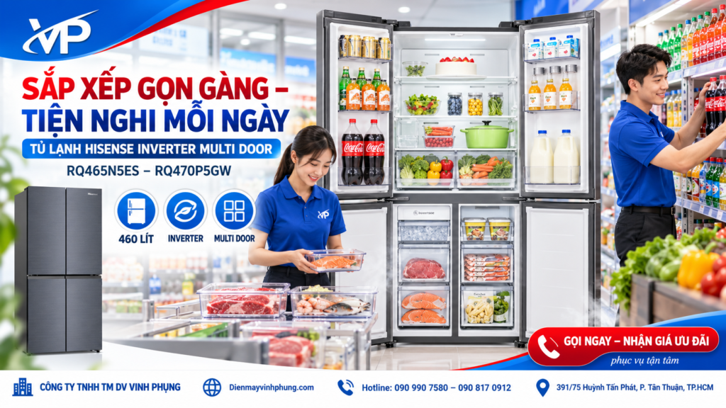 Tủ lạnh Hisense Inverter Multi Door 460 lít RQ465N5ES