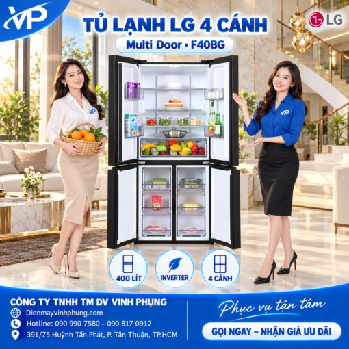 Tủ lạnh LG 4 cánh Multi Door 402 lít - F40BG