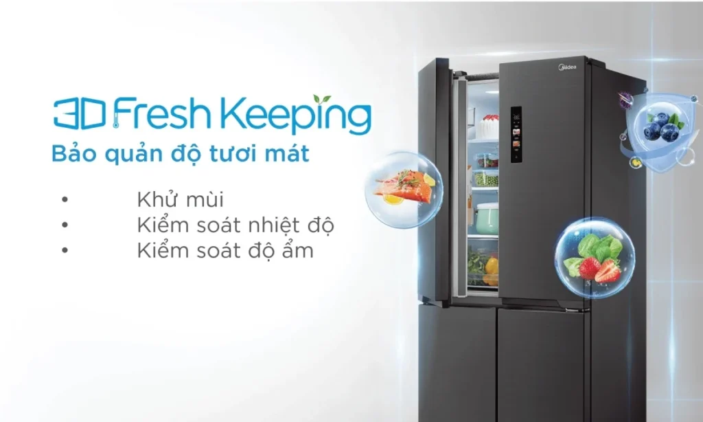Tủ lạnh Midea 4 cánh Inverter 410 lít MDRF550FGG28VN