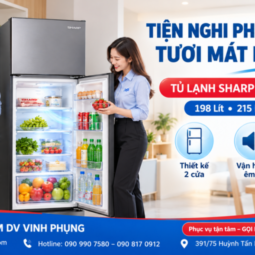 Tủ Lạnh Sharp Inverter 198 Lít SJ-X198V-DG