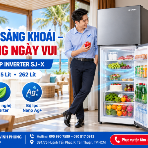 Tủ lạnh Sharp multidoor Inverter 572 lít SJ-FXP650VG-SL 9 Tủ Lạnh Sharp Inverter 198 Lít SJ-X198V-DG