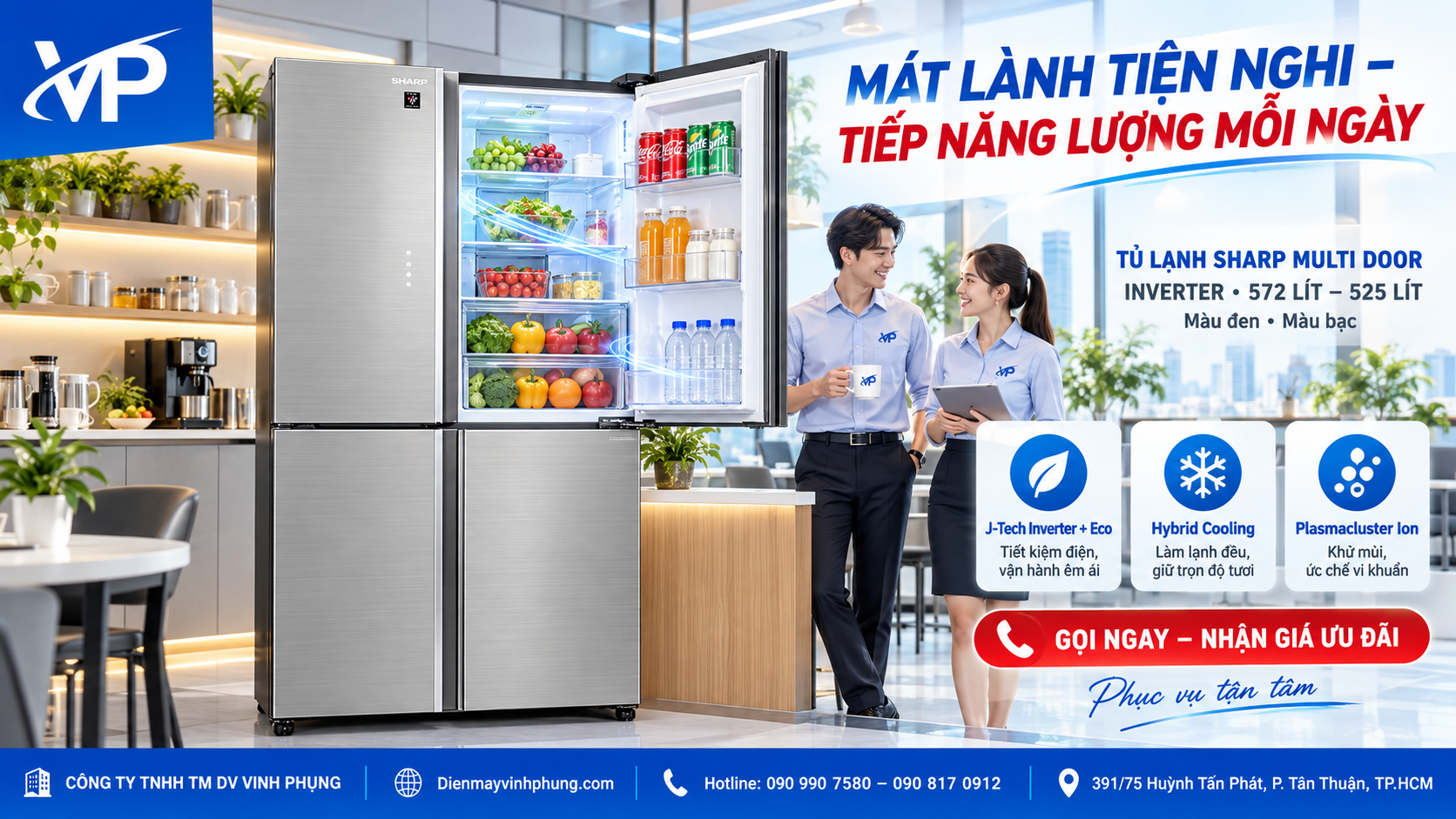 Tủ lạnh Sharp multidoor Inverter 572 lít SJ-FXP650VG-SL 3 Tủ lạnh Sharp multidoor Inverter 572 lít SJ-FXP650VG-SL