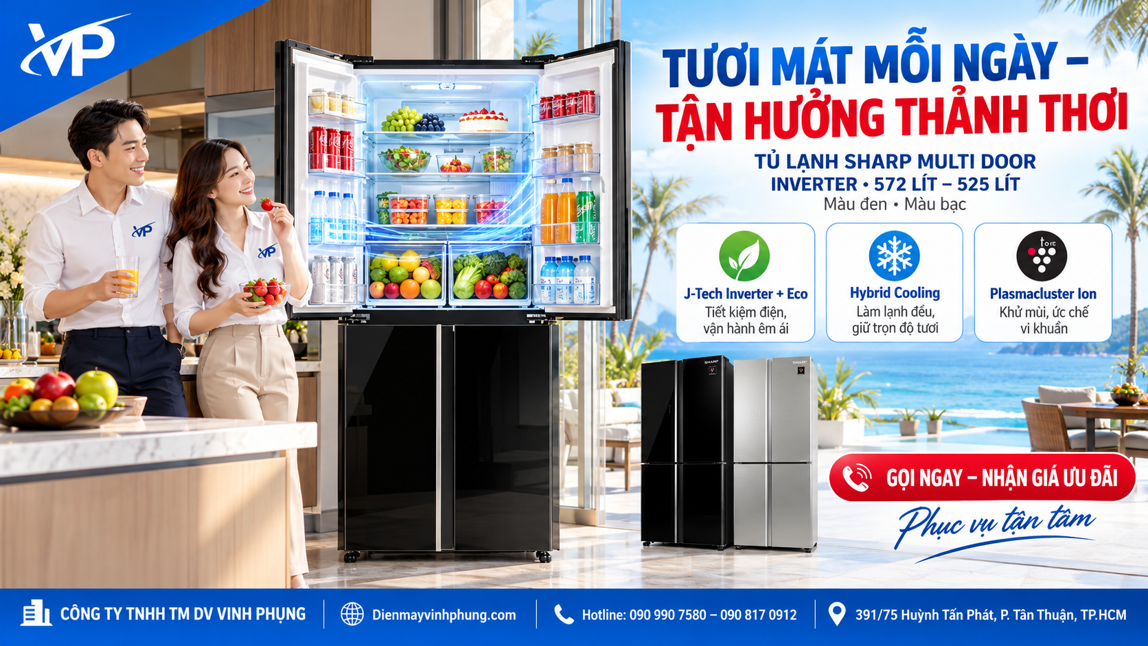 Tủ lạnh Inverter Multi Door Sharp 572 lít SJ-FXP640VG-BK 3 Tủ lạnh Inverter Multi Door Sharp 572 lít SJ-FXP640VG-BK