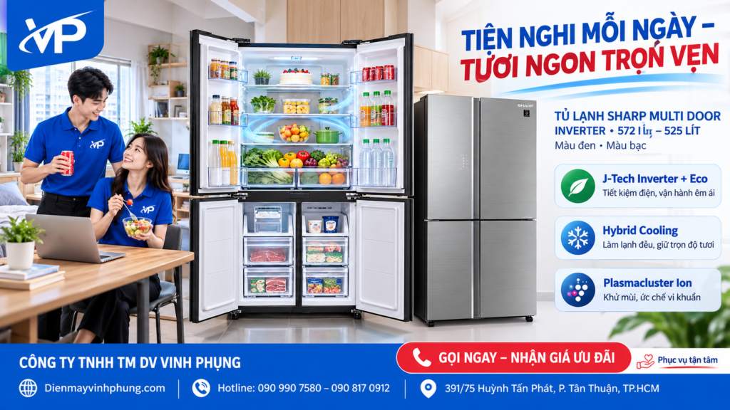 Tủ lạnh Sharp multidoor Inverter 572 lít SJ-FXP650VG-SL 14 Tủ lạnh Sharp multidoor Inverter 572 lít SJ-FXP650VG-SL