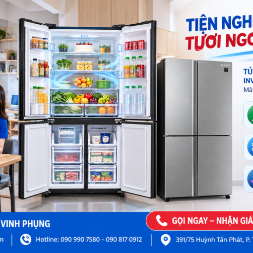 Tủ lạnh Sharp multidoor Inverter 572 lít SJ-FXP650VG-SL