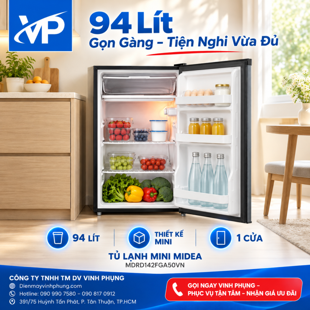 Tủ lạnh Mini Midea 94 lít MDRD142FGA50VN