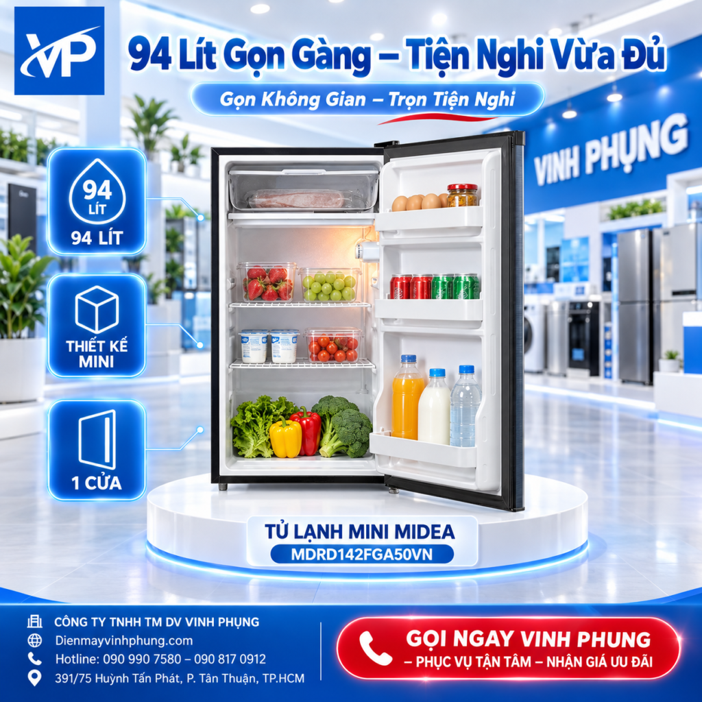 Tủ lạnh Mini Midea 94 lít MDRD142FGA50VN