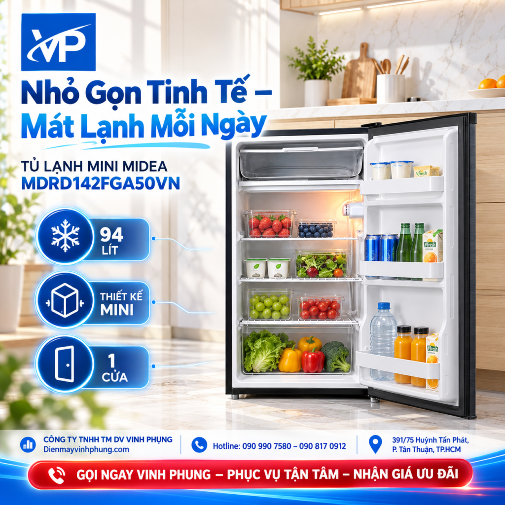 Tủ lạnh Mini Midea 94 lít MDRD142FGA50VN