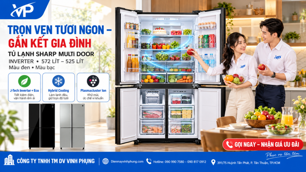 Tủ lạnh Sharp multidoor Inverter 572 lít SJ-FXP650VG-SL 15 Tủ lạnh Sharp multidoor Inverter 572 lít SJ-FXP650VG-SL