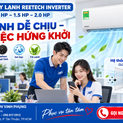 Máy lạnh Reetech Inverter 1.5 HP RTV12-TC-BI