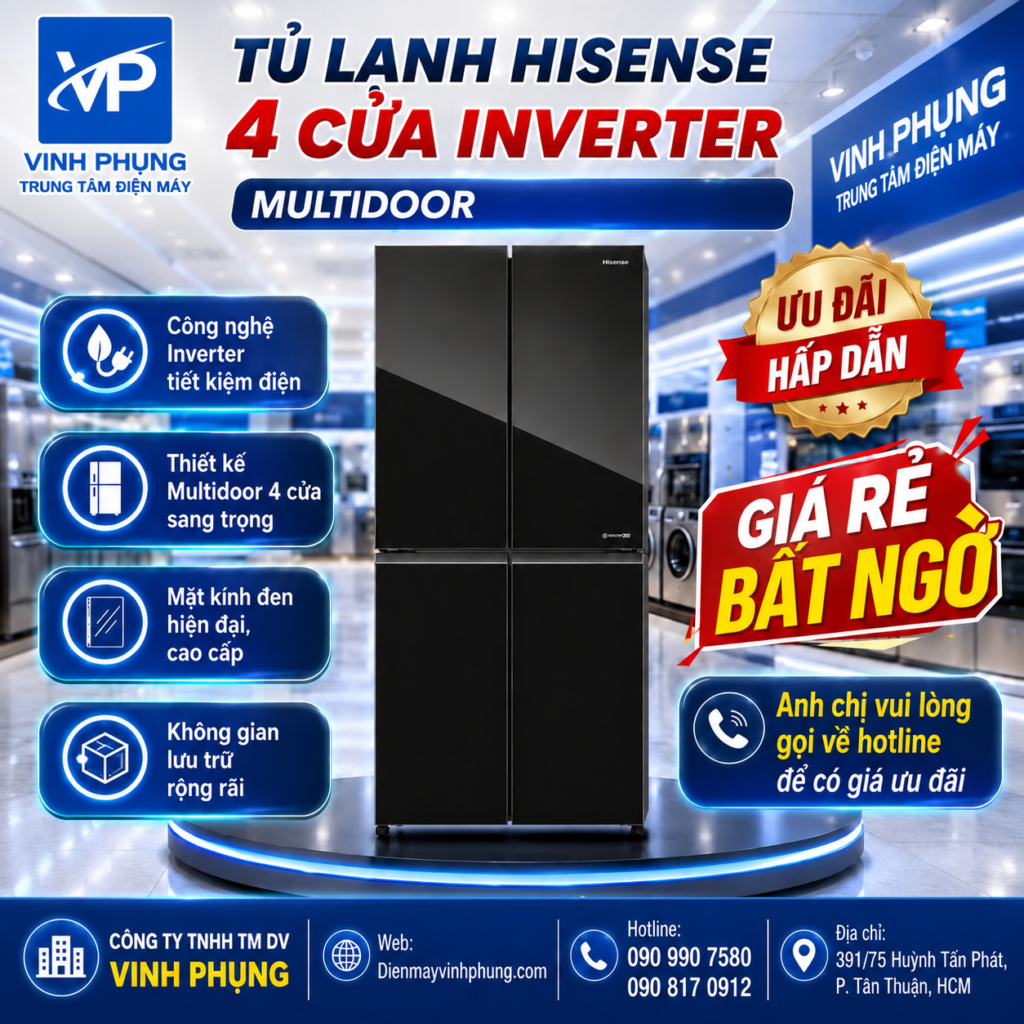 Tủ lạnh Hisense Inverter Multi Door 460 lít RQ465N5ES 12 Tủ lạnh Hisense Inverter Multi Door 460 lít RQ465N5ES