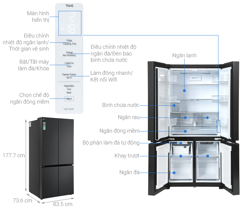 Tủ lạnh LG Inverter 575 lít Multi Door LFB58BLMA